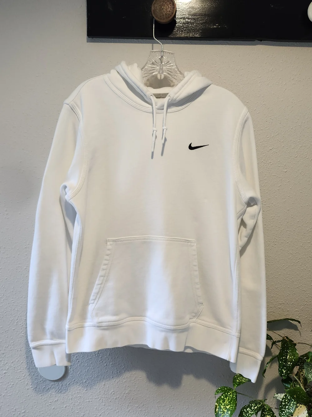 Nike White Pullover Hoodie with Black Swoosh